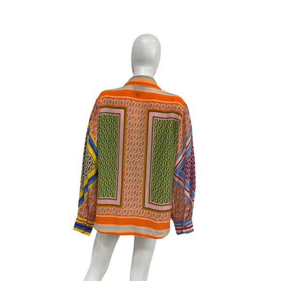 Farm Rio 'Cashew' Green Viscose Mix Long Sleeve Shirt Size XS - Picture 3 of 5